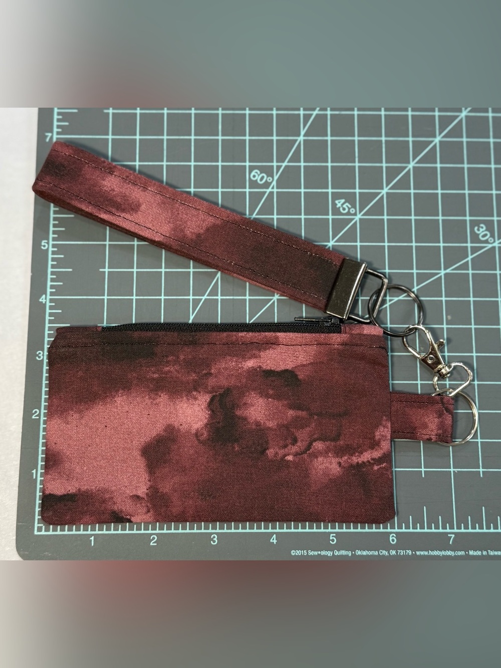 Maroon Tie-Dye Coin Purse Wristlet Keychain